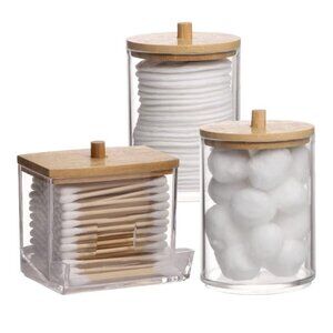 3 Pack Q-Tips Dispenser Bathroom Container Cotton Ball Holder Jar Organizer